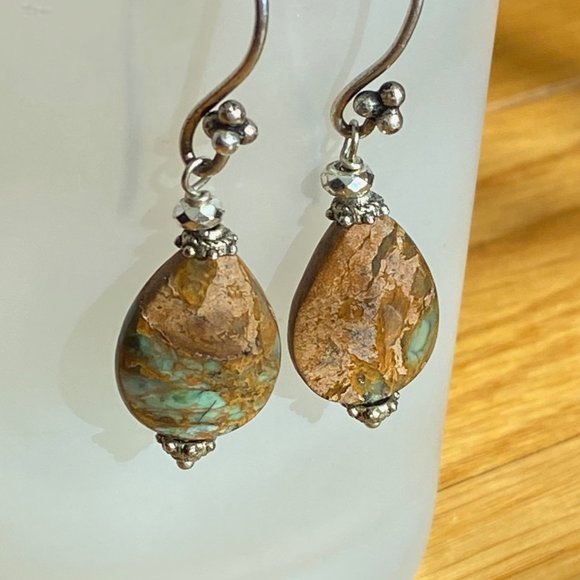 Jasper Earrings, Brown And Green Earrings, Natural Stone Earrings Boho Hippie - Picture 10 of 16